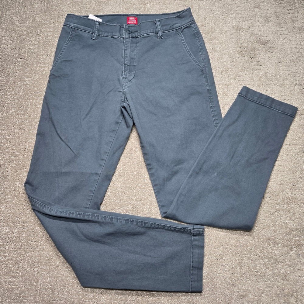 Levis XX Chino Standard Taper Pants Mens 29x28.5 Slate Gray Blue Twill Casual